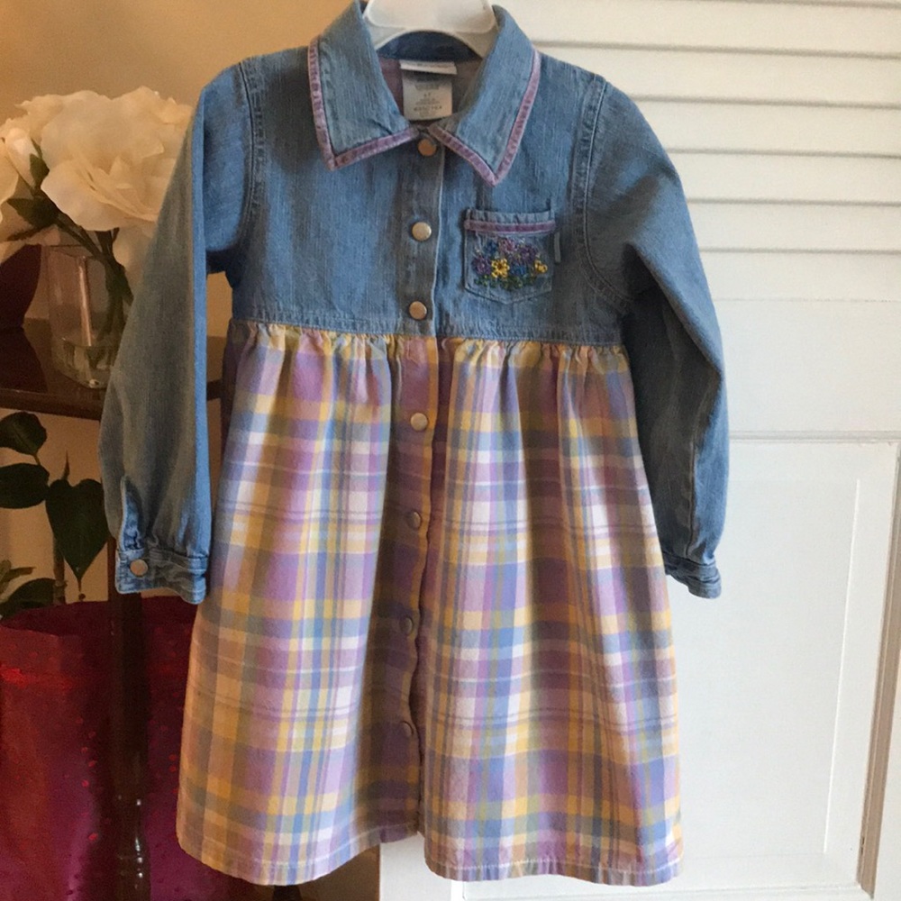 OshKosh Denim and Spring Plaid Dress🌷🌷🌷